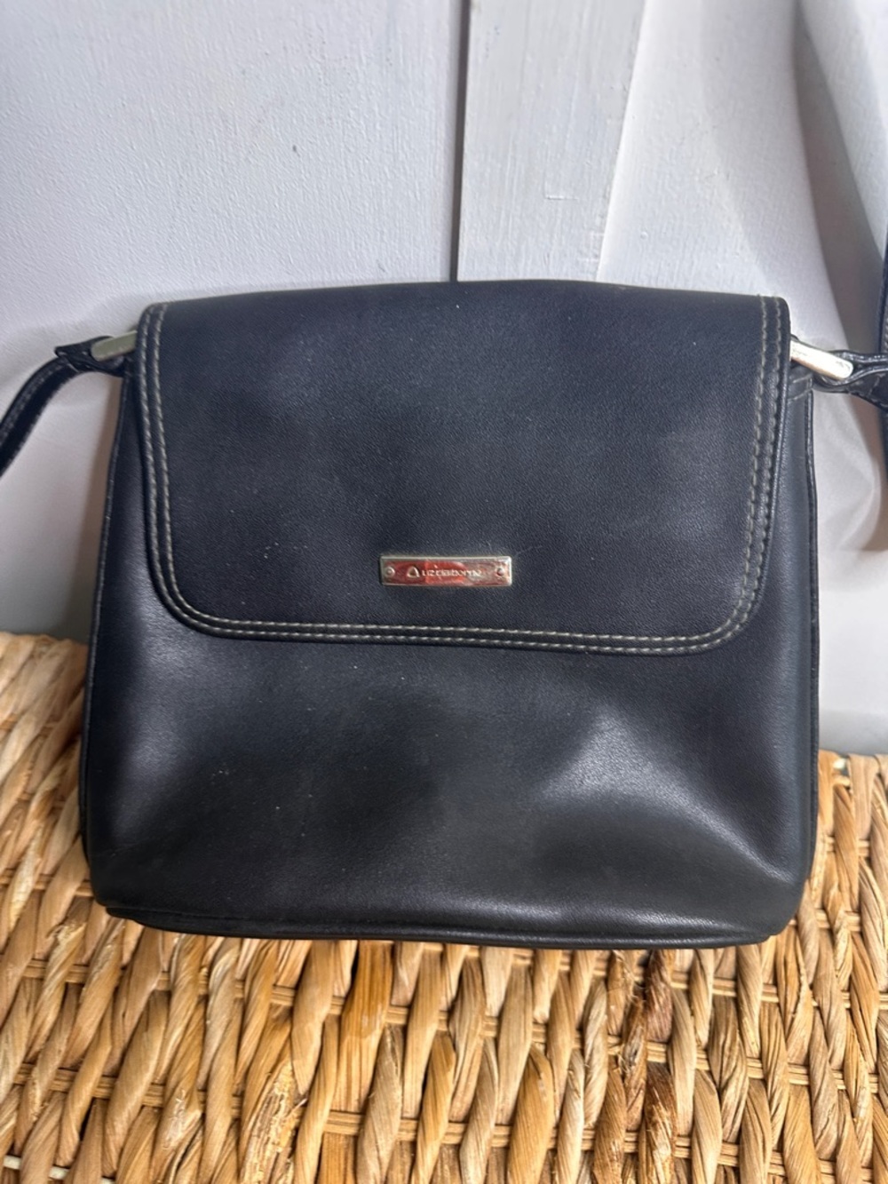Liz Claiborne Black Fabric Crossbody with Logo Patch